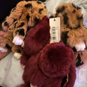 Source Unknown Leopard and Burgundy Plush Key Holders